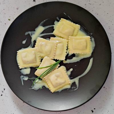 Ravioli de salmón ahumado